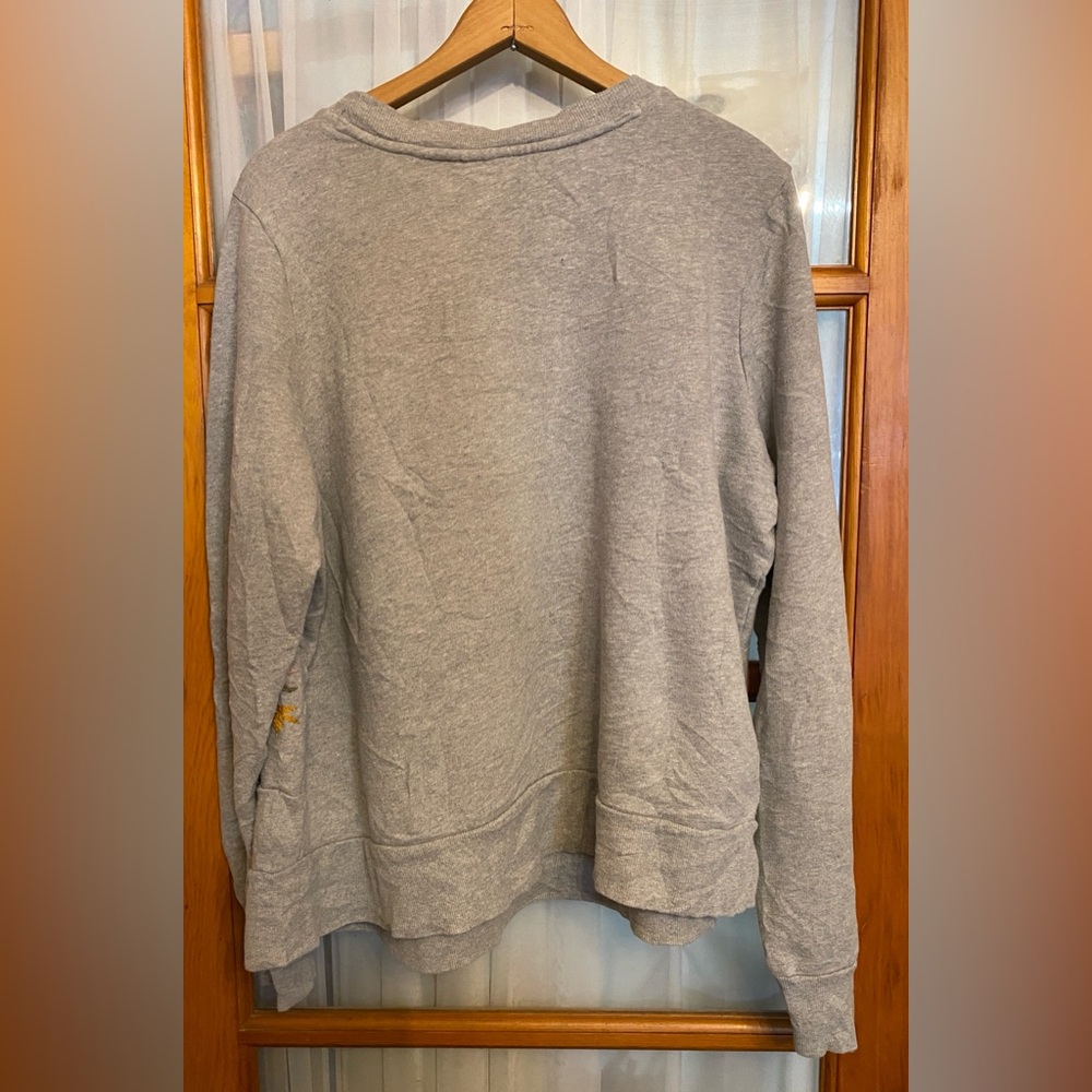 Anthropologie Maeve Embroidered Gray Cotton Knit Sweatshirt Size 1X - Picture 6 of 8